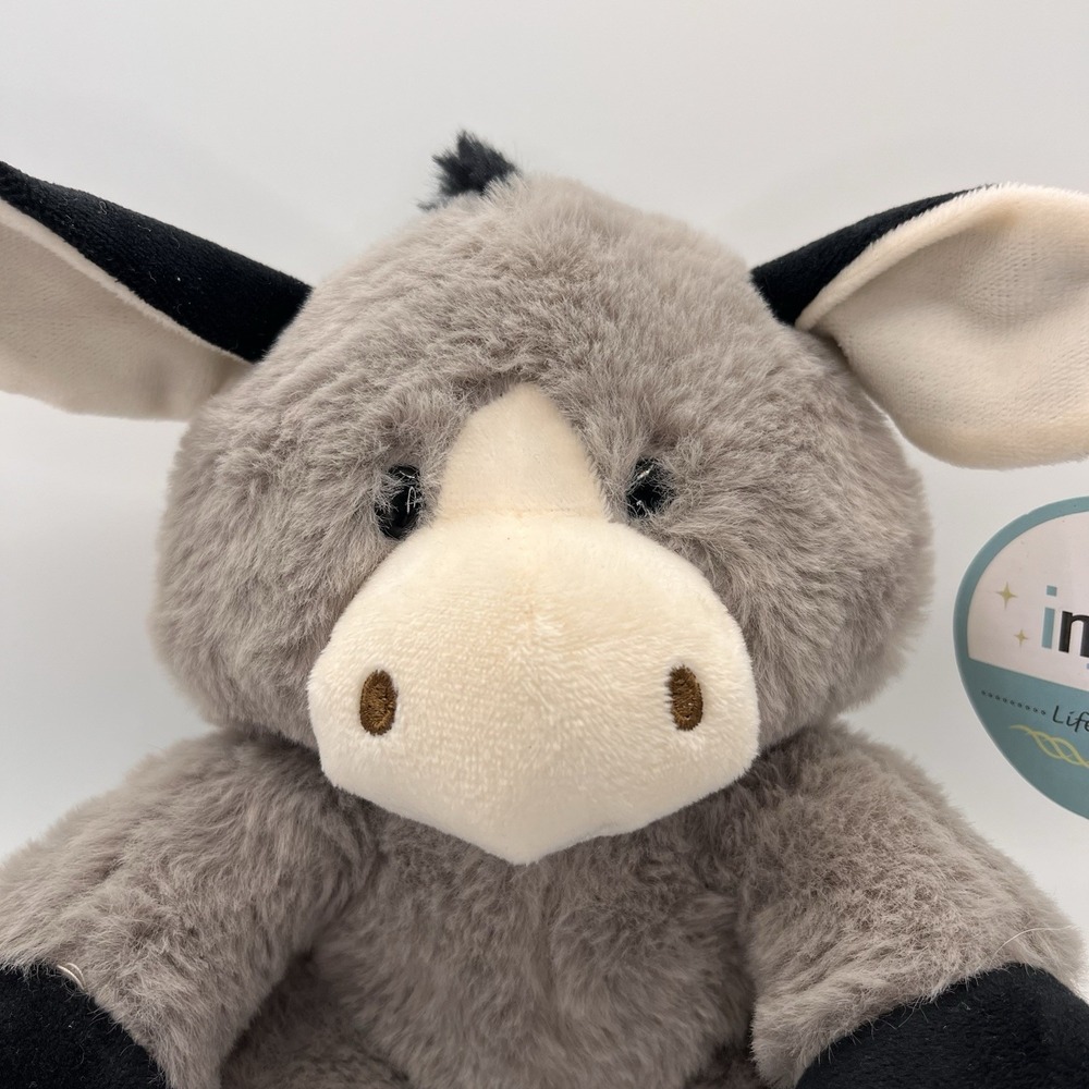 Injoy Sitting Chunky Donkey Plush Gray Black Xtra Soft‎ NWT Cuddle Lovey Retired - Picture 2 of 8